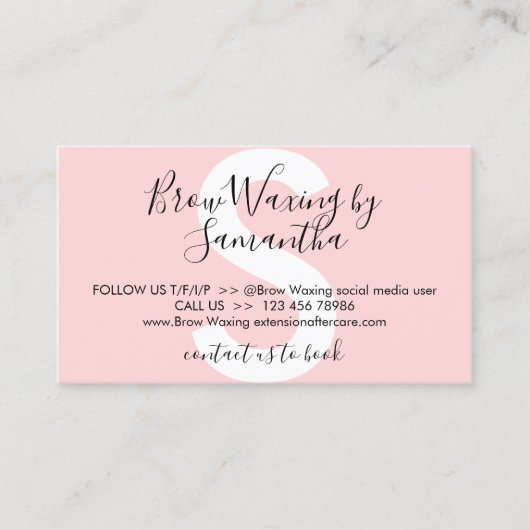 Brow Wax Tint Aftercare Instruction Visitekaartje (Voorkant)