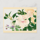 Browallia & Hibiscus Flowers - Japans houtblok Briefkaart (Voorkant)