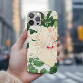 Browallia & Hibiscus Flowers - Japans houtblok iPhone 15 Pro Max Hoesje