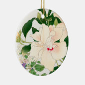 Browallia & Hibiscus Flowers - Japans houtblok, Keramisch Ornament (Rechts)