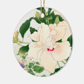 Browallia & Hibiscus Flowers - Japans houtblok, Keramisch Ornament (Links)