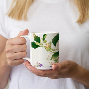 Browallia & Hibiscus Flowers - Japans houtblok Mok