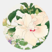 Browallia & Hibiscus Flowers - Japans houtblok Ronde Sticker (Voorkant)