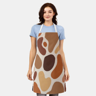 Brown Abstract Organic Shapes Print All-Over Print Schort
