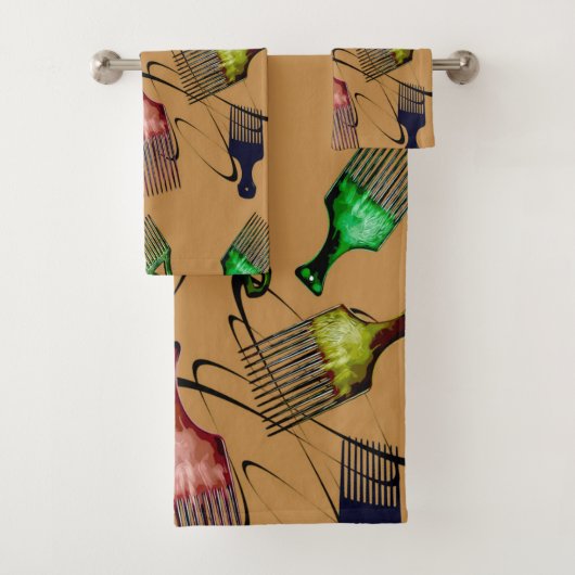 Brown Afro comb Bad Handdoek (Insitu)