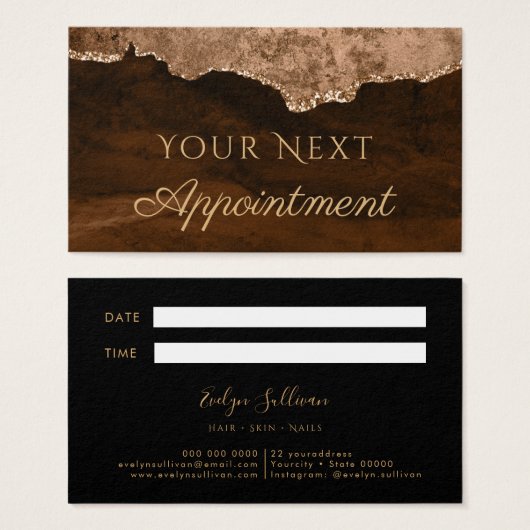 Brown Agate Appointment Card Visitekaartje (Voorkant /achterkant)