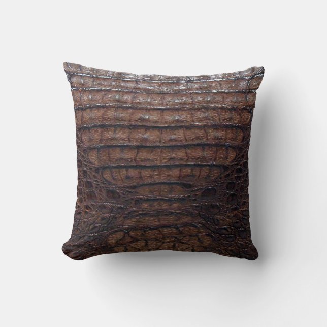 Brown Alligator Print Pillow #1 Kussen (Voorkant)