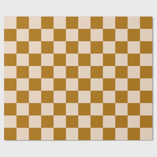 Brown and beige checkerboard pattern cadeaupapier (Vlak)