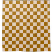 Brown and beige checkerboard pattern douchegordijn (Voorkant)