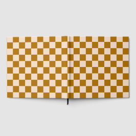 Brown and beige checkerboard pattern gastenboek