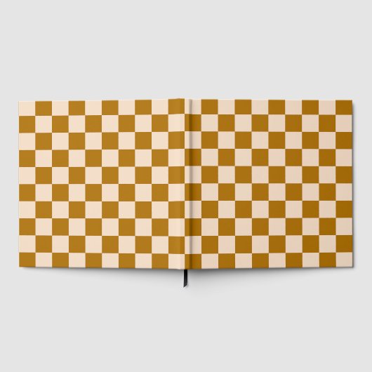 Brown and beige checkerboard pattern gastenboek (Volledig)