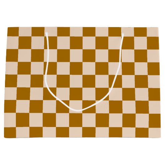 Brown and beige checkerboard pattern groot cadeauzakje (Voorkant)