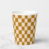 Brown and beige checkerboard pattern papieren bekers (Rechts)