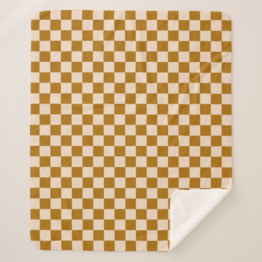 Brown and beige checkerboard pattern sherpa deken (Voorkant)