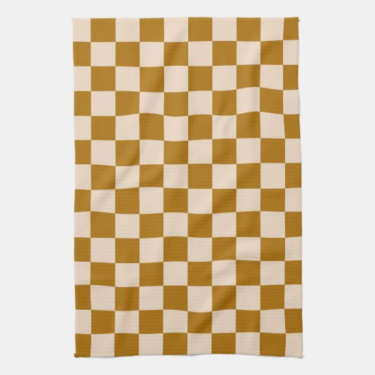Brown and beige checkerboard pattern theedoek (Verticaal)
