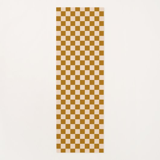 Brown and beige checkerboard pattern yogamat (Voorkant)