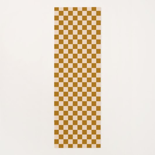 Brown and beige checkerboard pattern yogamat (Achterkant)