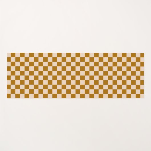 Brown and beige checkerboard pattern yogamat (Voorkant (horizontaal))