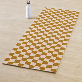Brown and beige checkerboard pattern yogamat