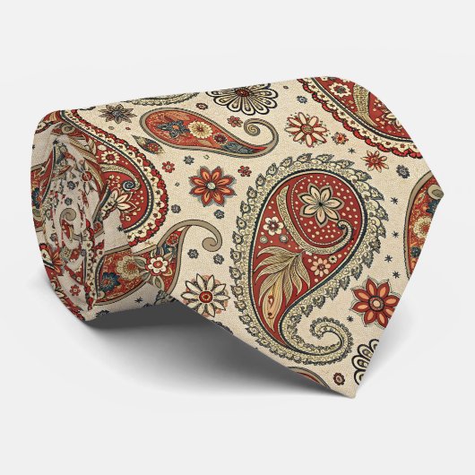 Brown And Beige Paisley  Stropdas (Opgerold)