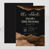 Brown and Black Agate 50th Birthday Party Kaart (Voorkant / Achterkant)