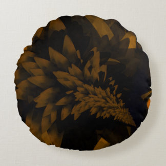 Brown and Black Bloom Rond Kussen