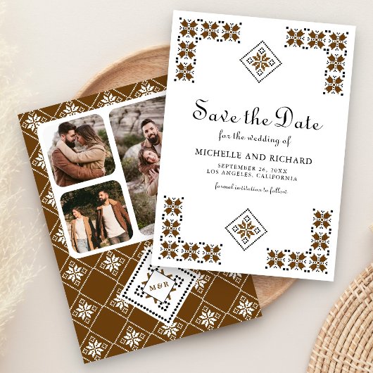 Brown and Black Ukrainian Embroidery Wedding Save The Date