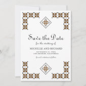 Brown and Black Ukrainian Embroidery Wedding Save The Date (Voorkant)
