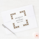 Brown and Black Ukrainian Embroidery Wedding Vierkante Sticker (Envelop)