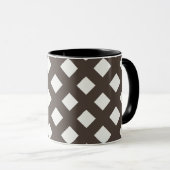 Brown and Cream Gingham Pattern Mok (Voorkant rechts)