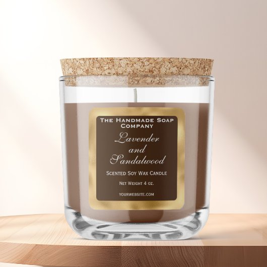 Brown and Gold Foil Candle Label