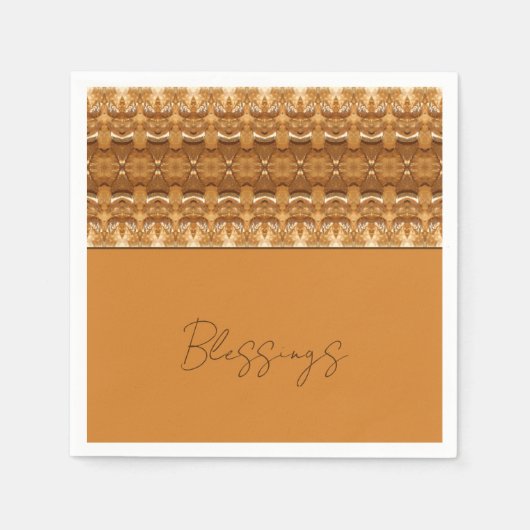 Brown and Gold Pattered Designer Servet (Voorkant)