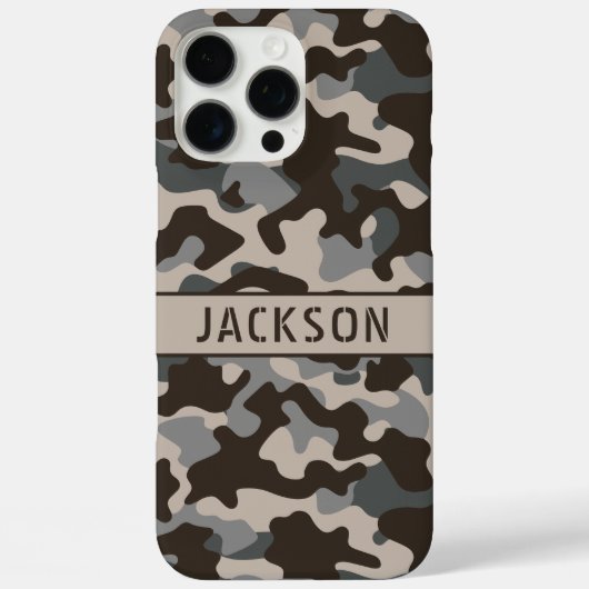Brown and Gray Camouflage Personalized Case-Mate iPhone Case (Achterkant)