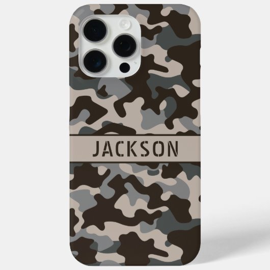 Brown and Gray Camouflage Personalized Case-Mate iPhone Case (Achterkant)