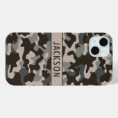 Brown and Gray Camouflage Personalized Case-Mate iPhone Case (Achterkant (horizontaal))
