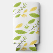 Brown and green leaves on white seltzer blikjeskoeler (Achterkant)