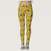 Brown and Mustard Gold Porcupine Patterned Leggings (Voorkant)