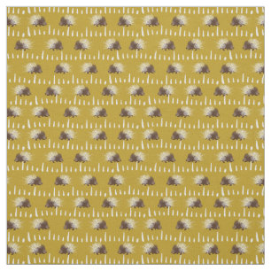 Brown and Mustard Gold Porcupine Patterned Stof