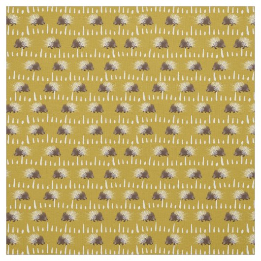 Brown and Mustard Gold Porcupine Patterned Stof (Swatch)