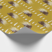Brown and Mustard Porcupine Patterned Cadeaupapier (Hoek)