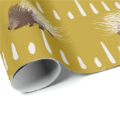 Brown and Mustard Porcupine Patterned Cadeaupapier (Rol Hoek)