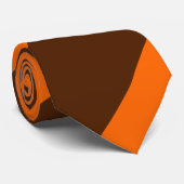 Brown and Orange Broad Regimental Stripe Stropdas (Opgerold)