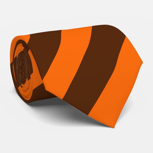 Brown and Orange Regimental Stripe Tie Stropdas (Opgerold)