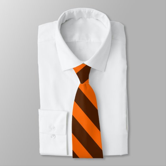 Brown and Orange University Stripe Tie Stropdas (Gebonden)