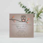 Brown and Oranje Owl Baby shower Invitation Kaart (Staand voorkant)