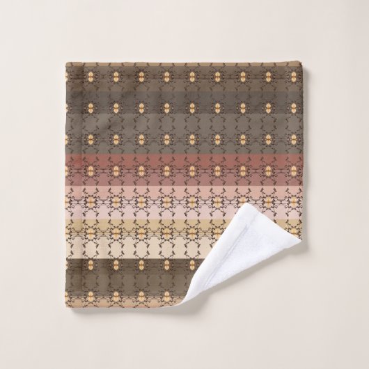Brown And Peach Stripe Bad Handdoek (Wasdoekje)