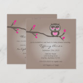 Brown and Pink Owl Baby shower Invitation Kaart (Voorkant / Achterkant)