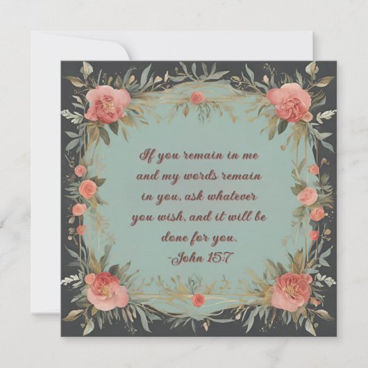 Brown and Sage Floral Lijst Bijbelvers Feestdagenkaart (Voorkant)