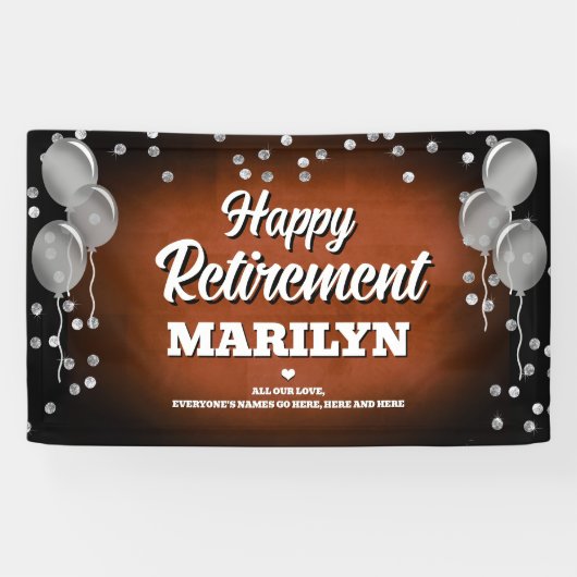 Brown and Silver Happy Retirement Spandoek (Horizontaal)