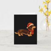Brown And Tan Christmas Dachshund Santa Hat Kaart (Gele Bloem)